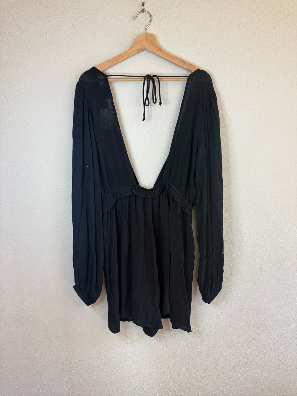 Asos Design Volume Sleeve Plunge Black Beach Romper Sz 10 Tall NWT - Picture 10 of 16